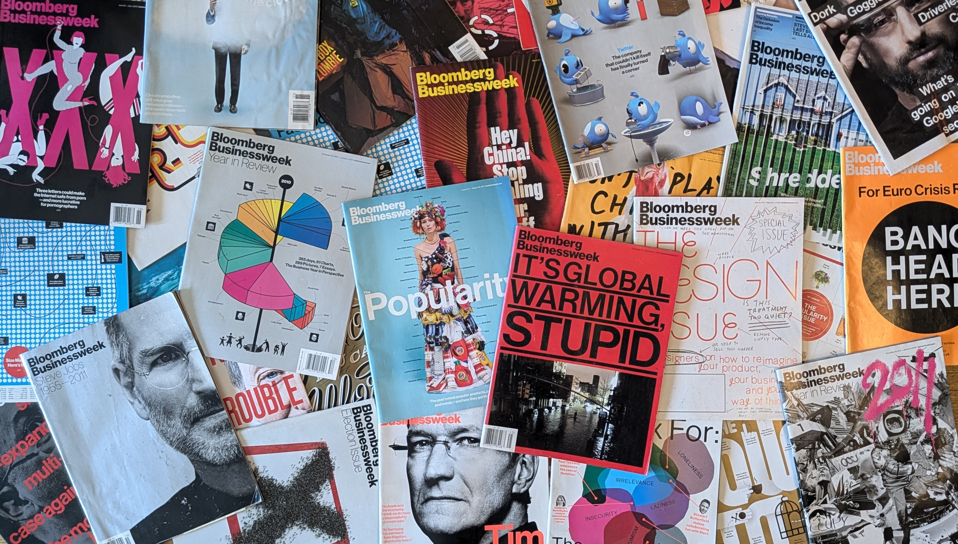 A stack of businessweek magazines